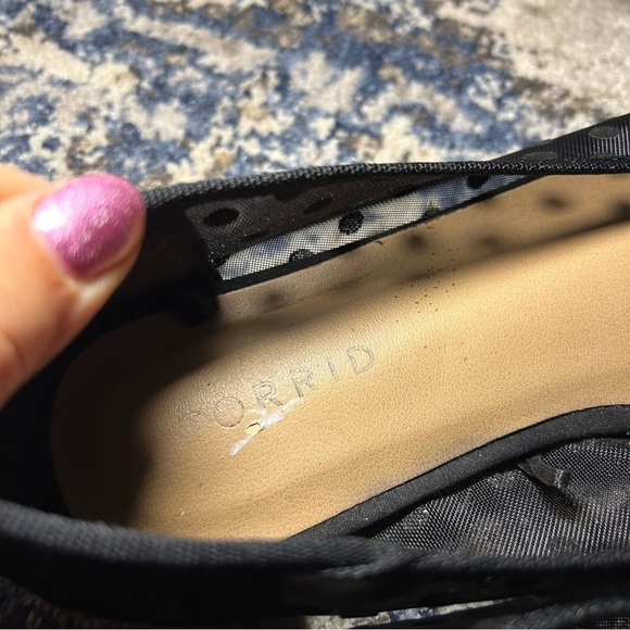 Torrid Black Polka Dot Mesh Pointed Flats Size 9 Wide - Picture 8 of 11